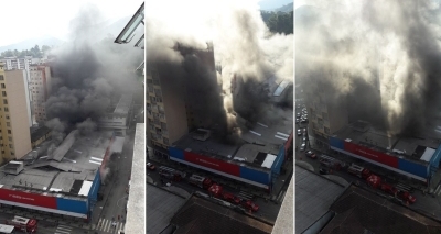 Supermercado no Rio de Janeiro fica destruído em incêndio que já dura mais de 24 horas